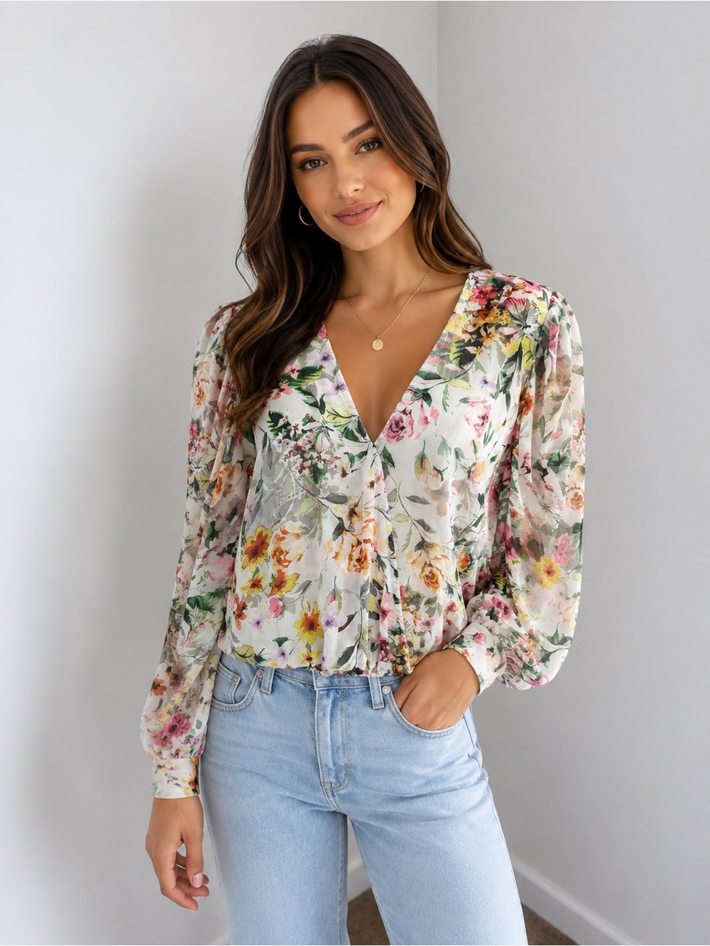Generation Love  Silk Blouse Wrap Floral Gorgeous Oversized XSmall RARE